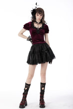 Load image into Gallery viewer, Gothic luxe burgundy velvet top TW418