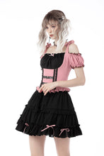 Load image into Gallery viewer, Beautiful Warrior pink black off shoulder top TW419