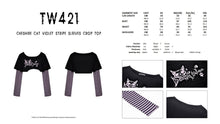Load image into Gallery viewer, Cheshire cat violet stripe sleeves crop top TW421