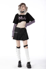 Load image into Gallery viewer, Cheshire cat violet stripe sleeves crop top TW421