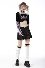 Load image into Gallery viewer, Cheshire cat violet stripe sleeves crop top TW421