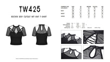 Load image into Gallery viewer, Rocker sexy cutout net knit T-shirt TW425