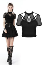 Load image into Gallery viewer, Rocker sexy cutout net knit T-shirt TW425