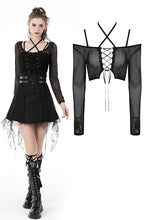 Load image into Gallery viewer, Punk rock net see-through sexy lace up top TW428
