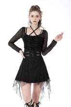 Load image into Gallery viewer, Punk rock net see-through sexy lace up top TW428