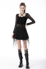 Load image into Gallery viewer, Punk rock net see-through sexy lace up top TW428