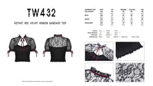 Load image into Gallery viewer, Gothic red velvet ribbon bandage top TW432