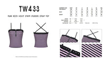 Load image into Gallery viewer, Punk rock violet stripe studded strap top TW433