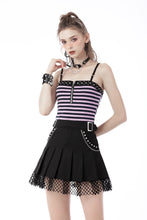 Load image into Gallery viewer, Punk rock violet stripe studded strap top TW433