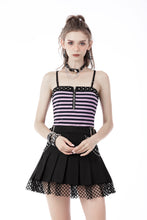 Load image into Gallery viewer, Punk rock violet stripe studded strap top TW433