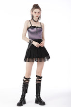 Load image into Gallery viewer, Punk rock violet stripe studded strap top TW433