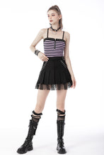 Load image into Gallery viewer, Punk rock violet stripe studded strap top TW433
