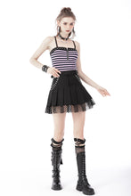 Load image into Gallery viewer, Punk rock violet stripe studded strap top TW433