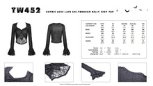 Load image into Gallery viewer, Gothic luxe lace see-through belly sexy top TW452