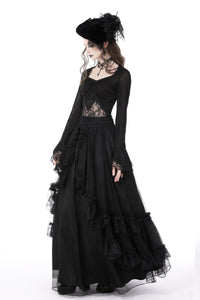 Gothic luxe lace see-through belly sexy top TW452