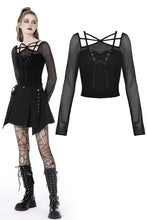 Load image into Gallery viewer, Rebel girl sexy net lace up top TW457