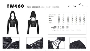 Punk decadent shredded hooded top TW460
