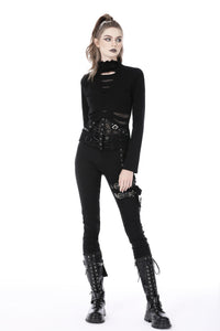 Punk hollow out sexy net metal top TW461