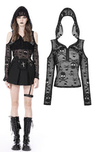 Load image into Gallery viewer, Rebel rock skull cold shoulder hoodies TW463