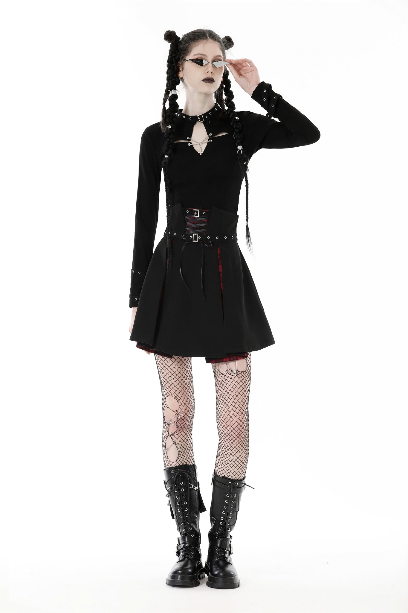Punk cutout sexy chest chain cross T-shirt TW469 DARK IN LOVE Punk cutout sexy chest chain cross T-shirt TW469 DARK IN LOVE