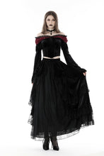 Load image into Gallery viewer, Gothic red lace shoulder velvet top TW478