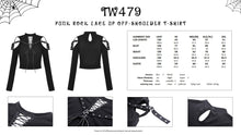 Load image into Gallery viewer, Punk rock lace up off-shoulder T-shirt TW479