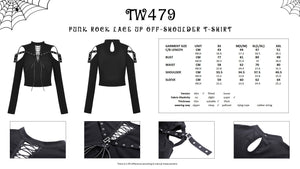 Punk rock lace up off-shoulder T-shirt TW479