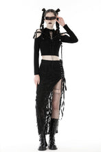 Load image into Gallery viewer, Punk rock lace up off-shoulder T-shirt TW479