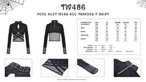 Punk sexy mesh see-through T-shirt TW486