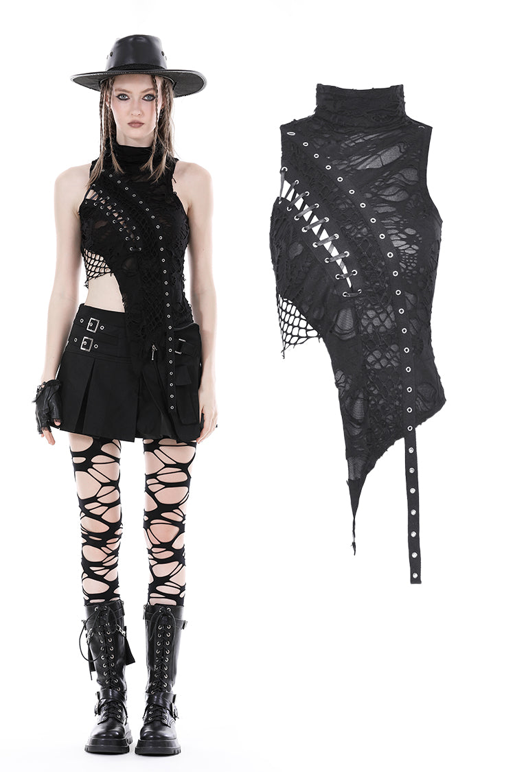 Punk lace up asymmetric T-shirt TW510 – DARK IN LOVE