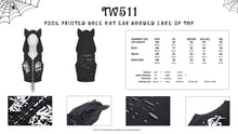Load image into Gallery viewer, Punk printed hole cat ear hooded lace up top TW511