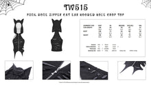 Load image into Gallery viewer, Punk bone zipper cat ear hooded hole crop top TW515