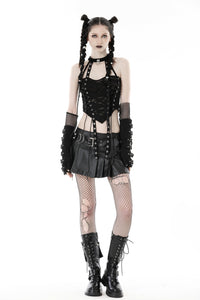 Punk torn hole lace up top TW517