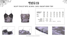 Load image into Gallery viewer, Sexy violet dye black lace chest crop top TW519