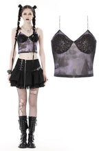 Load image into Gallery viewer, Sexy violet dye black lace chest crop top TW519