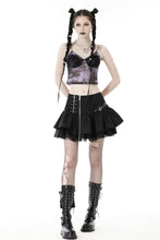Load image into Gallery viewer, Sexy violet dye black lace chest crop top TW519