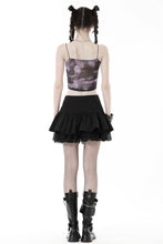 Load image into Gallery viewer, Sexy violet dye black lace chest crop top TW519