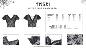 Gothic lace V collar top TW521