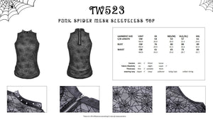 Punk spider mesh sleeveless top TW523