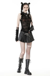 Punk spider mesh sleeveless top TW523