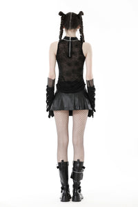 Punk spider mesh sleeveless top TW523