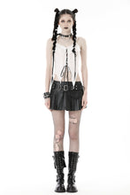 Load image into Gallery viewer, Punk decadent hole white sleeveless crop top TW524
