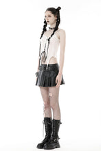 Load image into Gallery viewer, Punk decadent hole white sleeveless crop top TW524