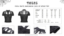 Load image into Gallery viewer, Punk white shredded lace up strap top TW525
