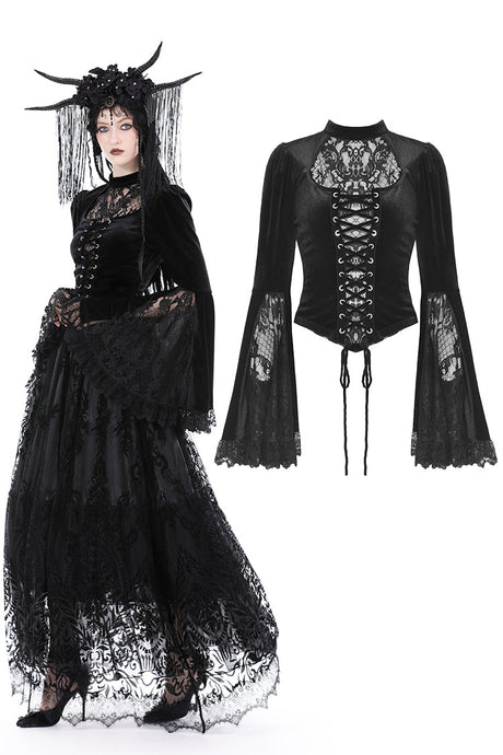 Gothic lace hollow out sexy top TW539