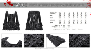 Gothic goddess elegant square-necked tops TW567
