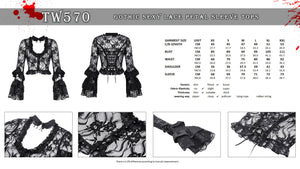 Gothic sexy lace petal sleeve tops TW570