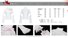 Load image into Gallery viewer, Innocent girl broken arm sleeve pink bow white tops TW575